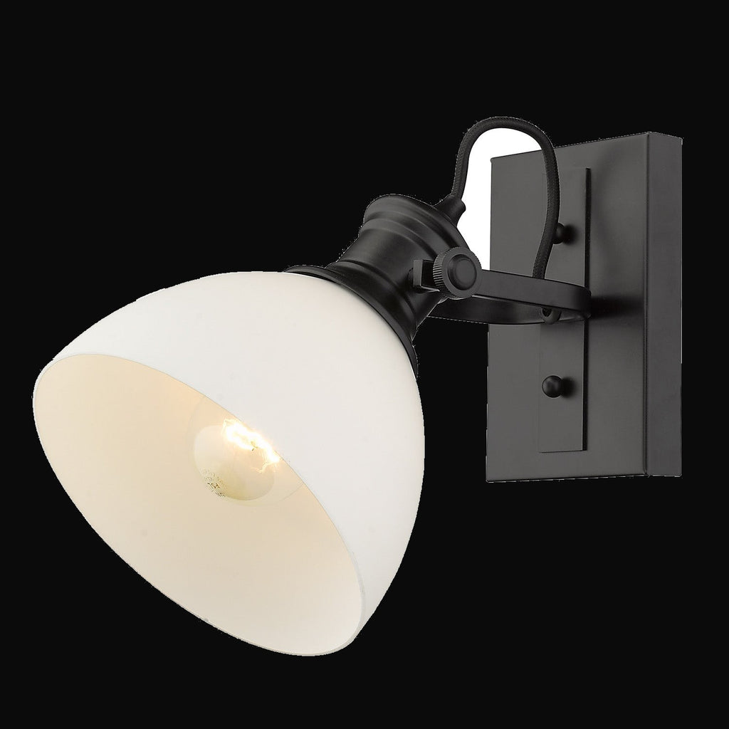 Applique de salle de bain Hines 1 lumière, noir mat, verre opale