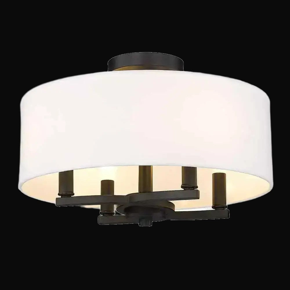 Semi-plafonnier Eliana 4 lumières, noir mat, abat-jour blanc moderne – vue 2
