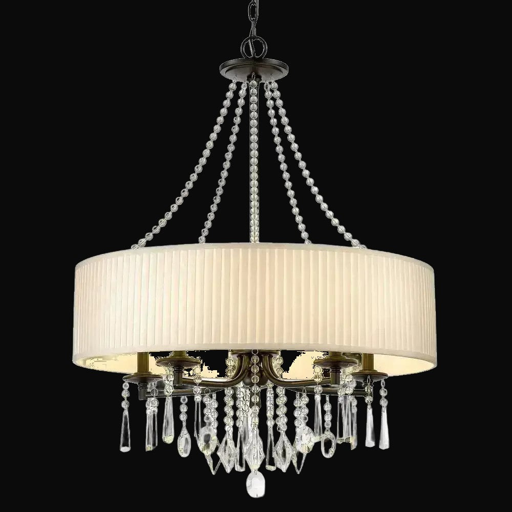 Lustre Echelon 5 lumières, noir mat, abat-jour voile de mariée