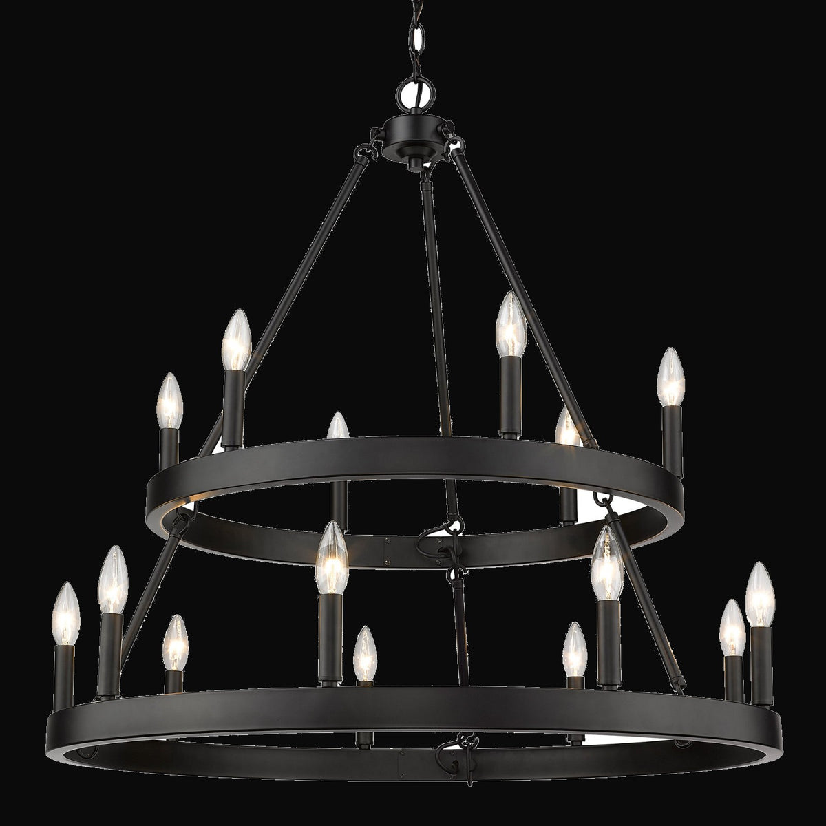 Lustre Alastair 2 étages (6+9 lumières), noir mat