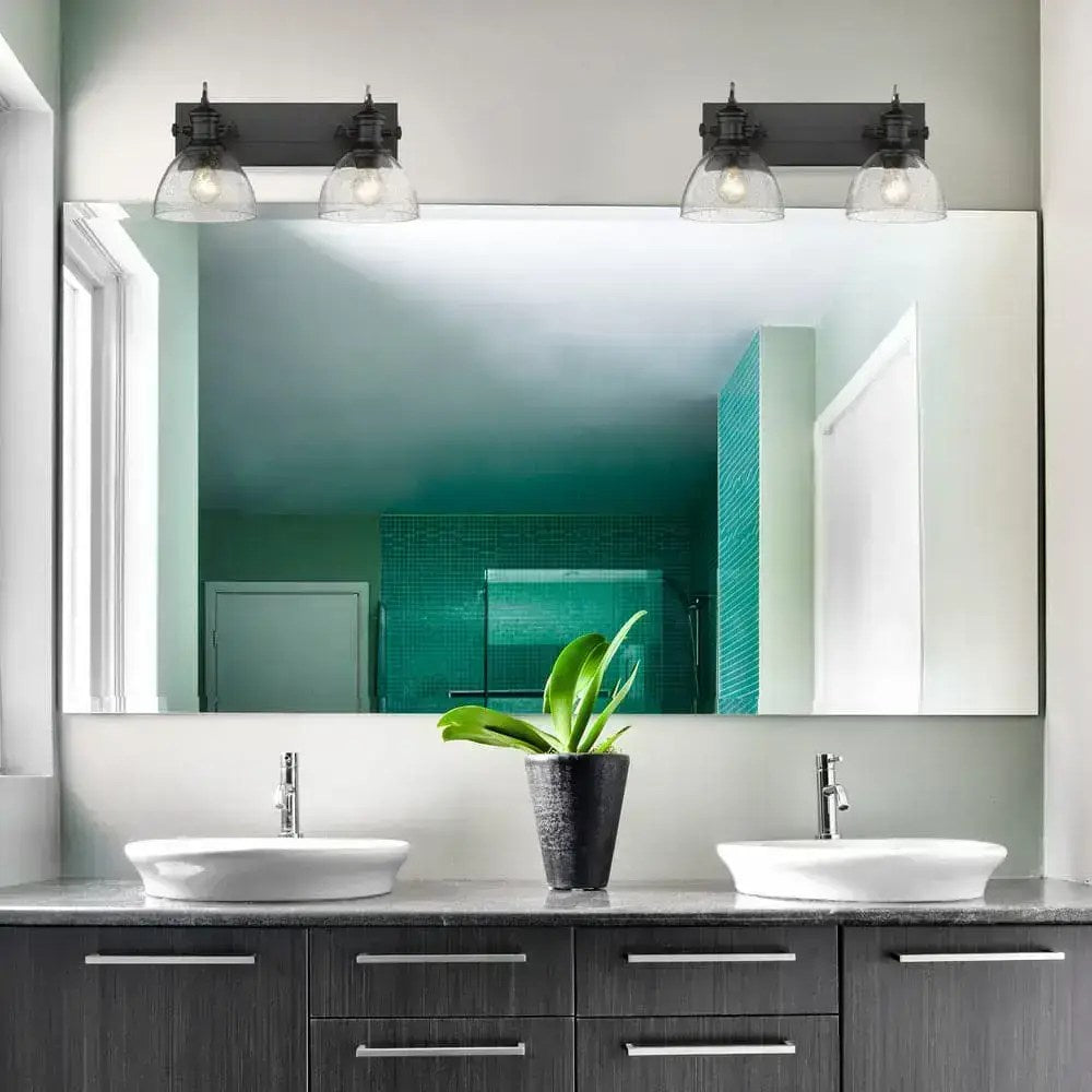 Applique de salle de bain Hines 2 lumières, noir mat, verre bullé – vue 3
