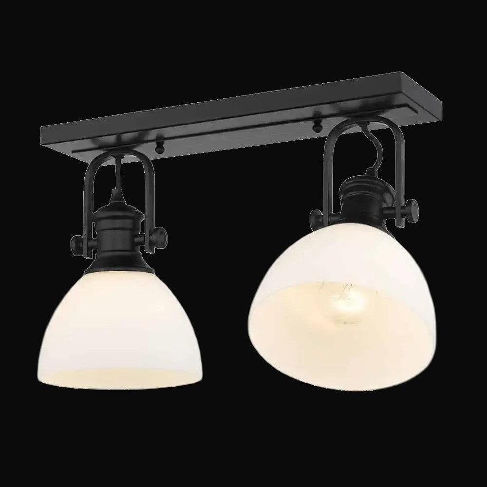 Semi-plafonnier Hines 2 lumières, noir mat, verre opale – vue 2