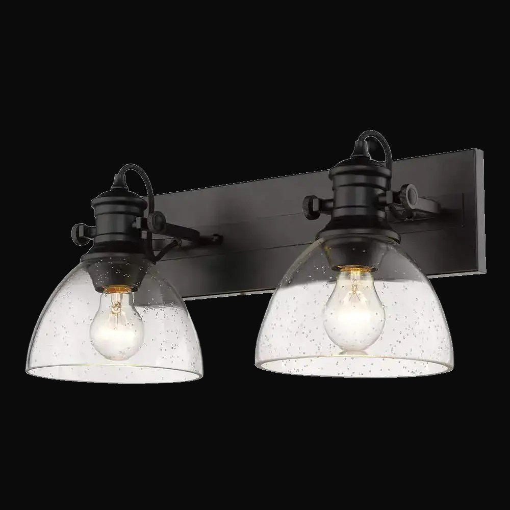 Semi-plafonnier Hines 2 lumières, noir mat, verre bullé – vue 3