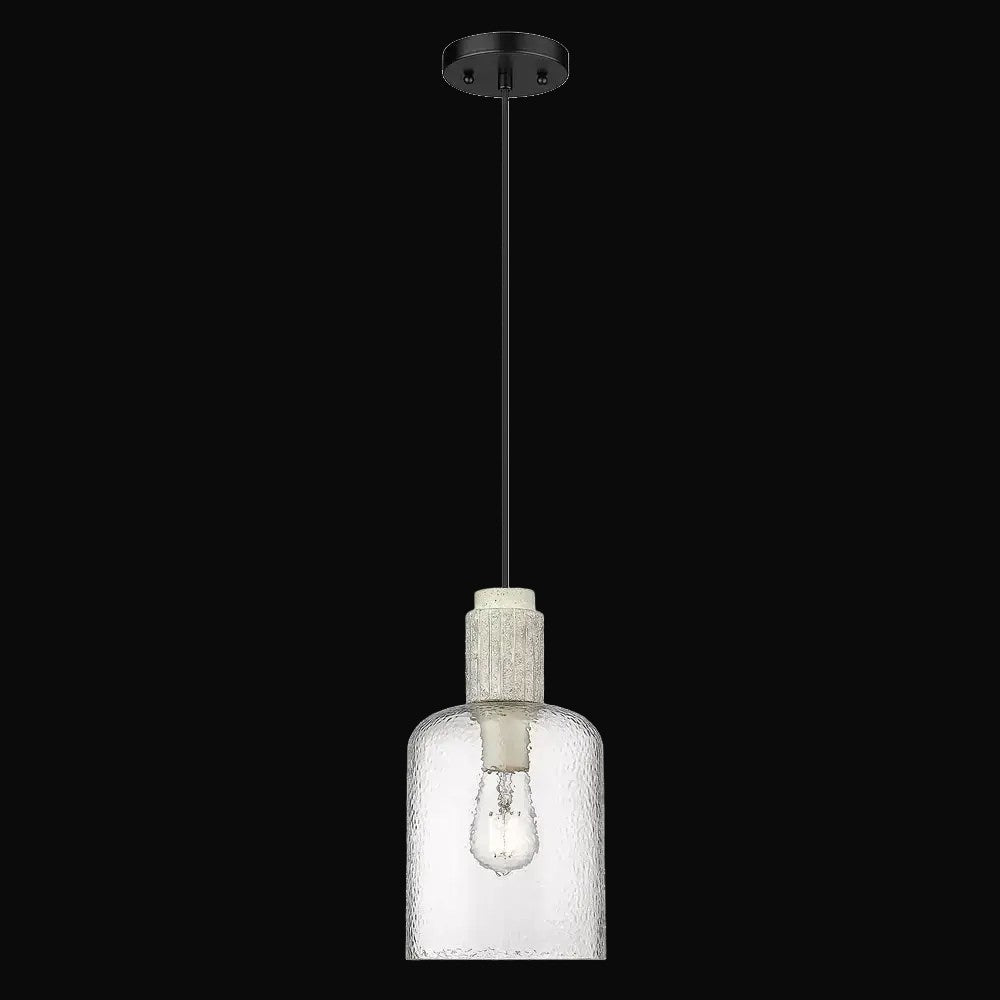 Petite suspension Pedra, noir mat, verre clair martelé – vue 2