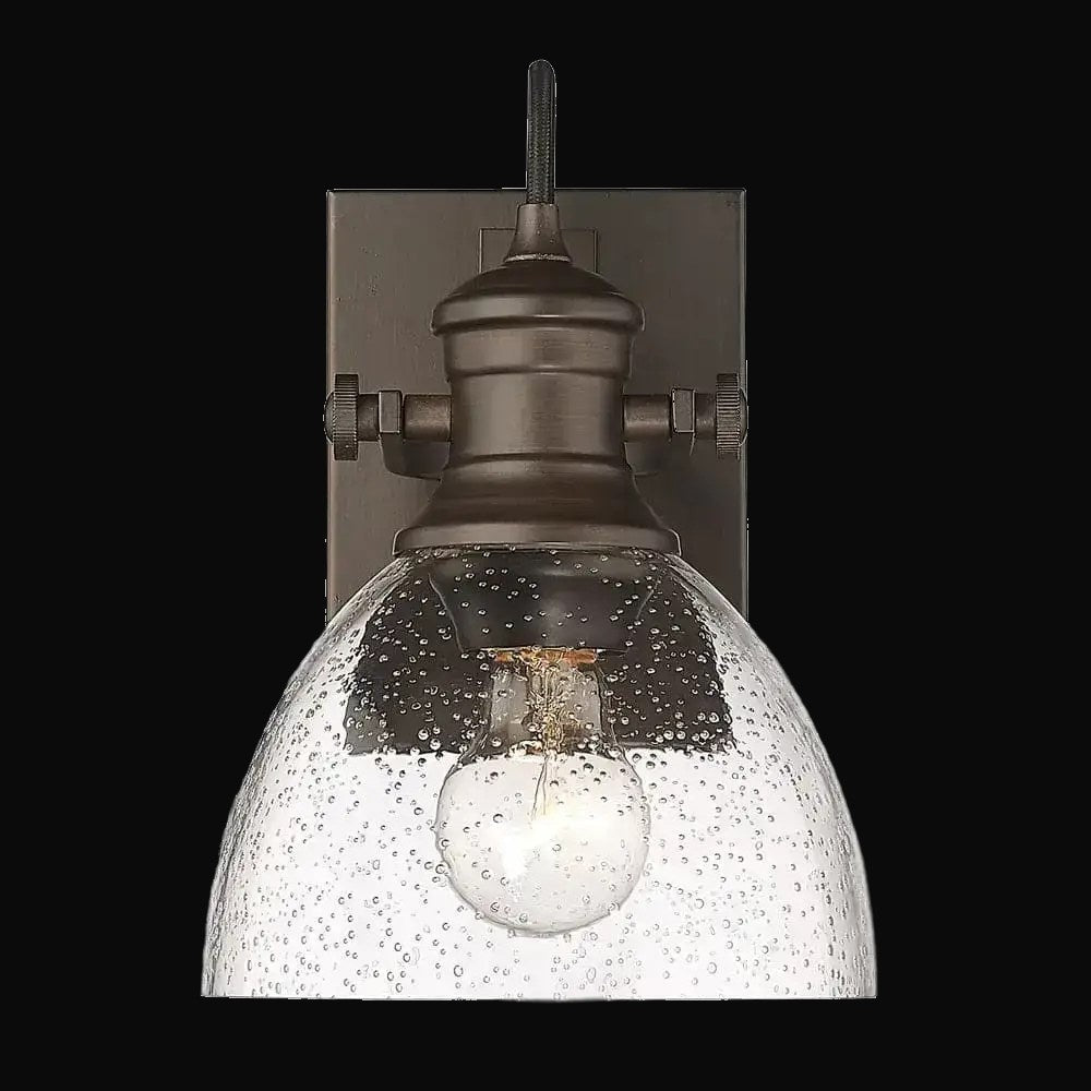 Applique de salle de bain Hines 1 lumière, bronze frotté, verre bullé – vue 2