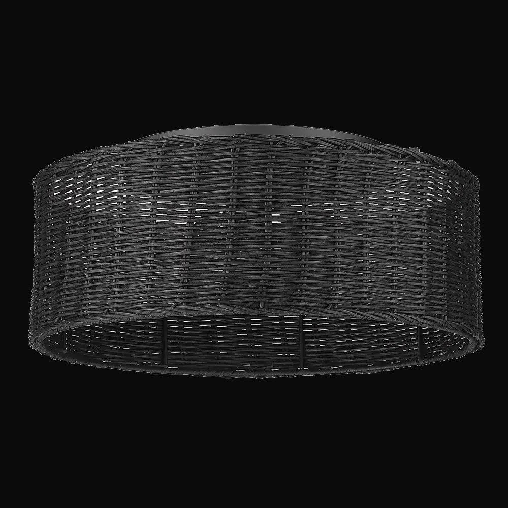 Plafonnier Erma, noir mat et osier noir – vue 3