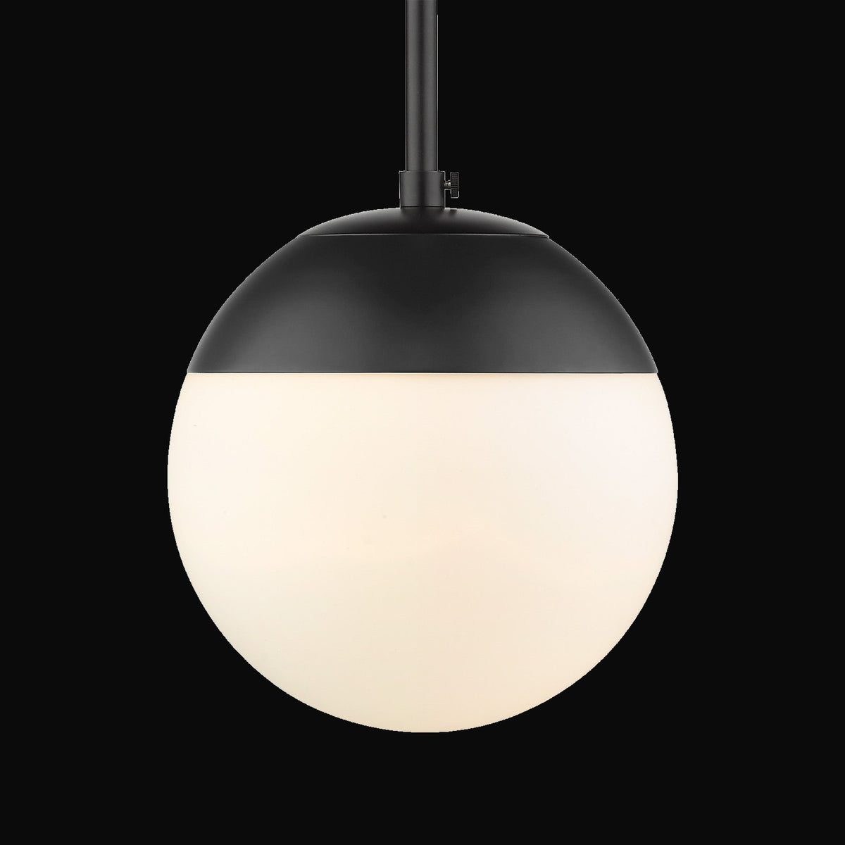 Petite suspension Dixon, noir mat, verre opale et capuchon noir mat