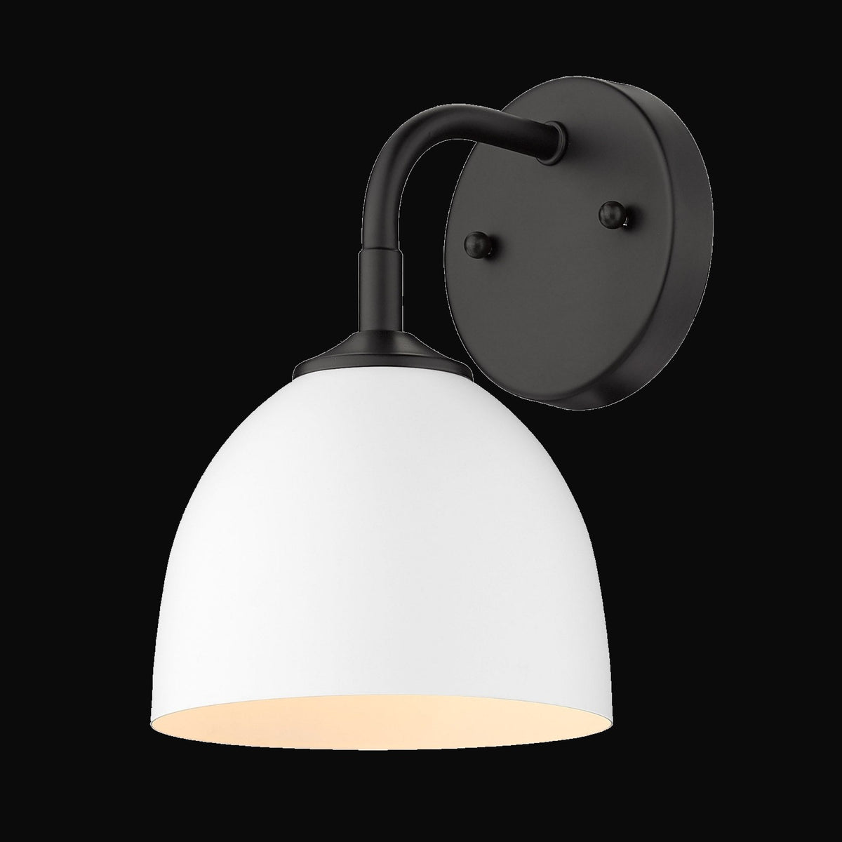 Applique Zoey 1 lumière, noir mat, abat-jour blanc mat