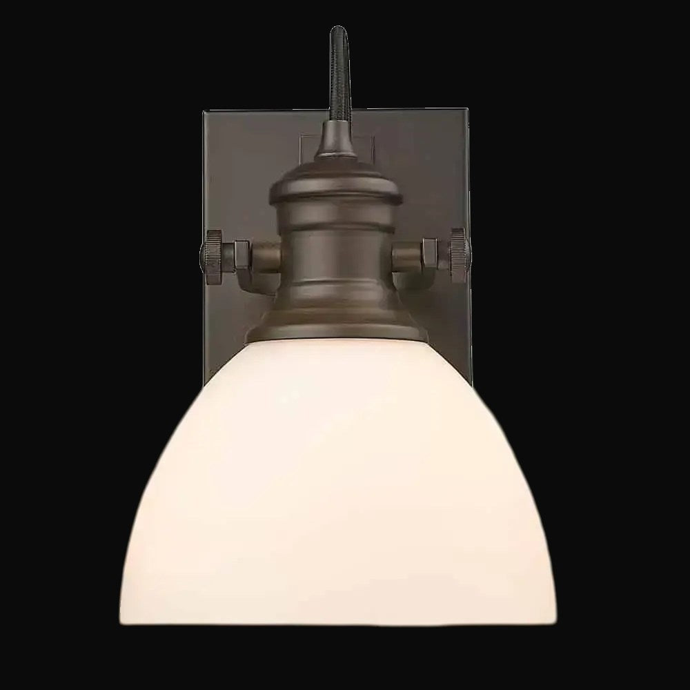 Applique de salle de bain Hines 1 lumière, bronze frotté, verre opale – vue 2