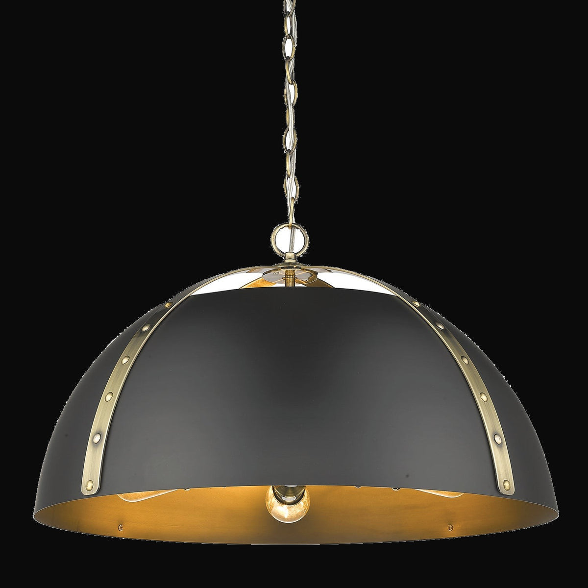 Suspension Aldrich 5 lumières, laiton vieilli