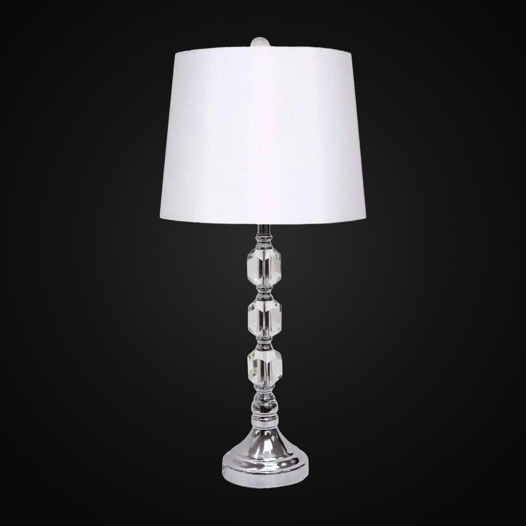 Lampe de table en métal et cristal 27 po H