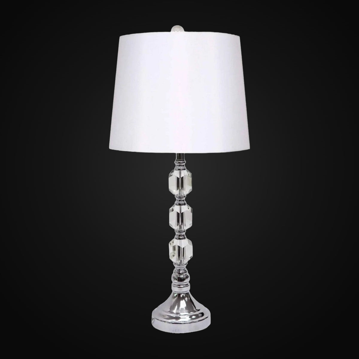 Lampe de table en métal et cristal 27 po H