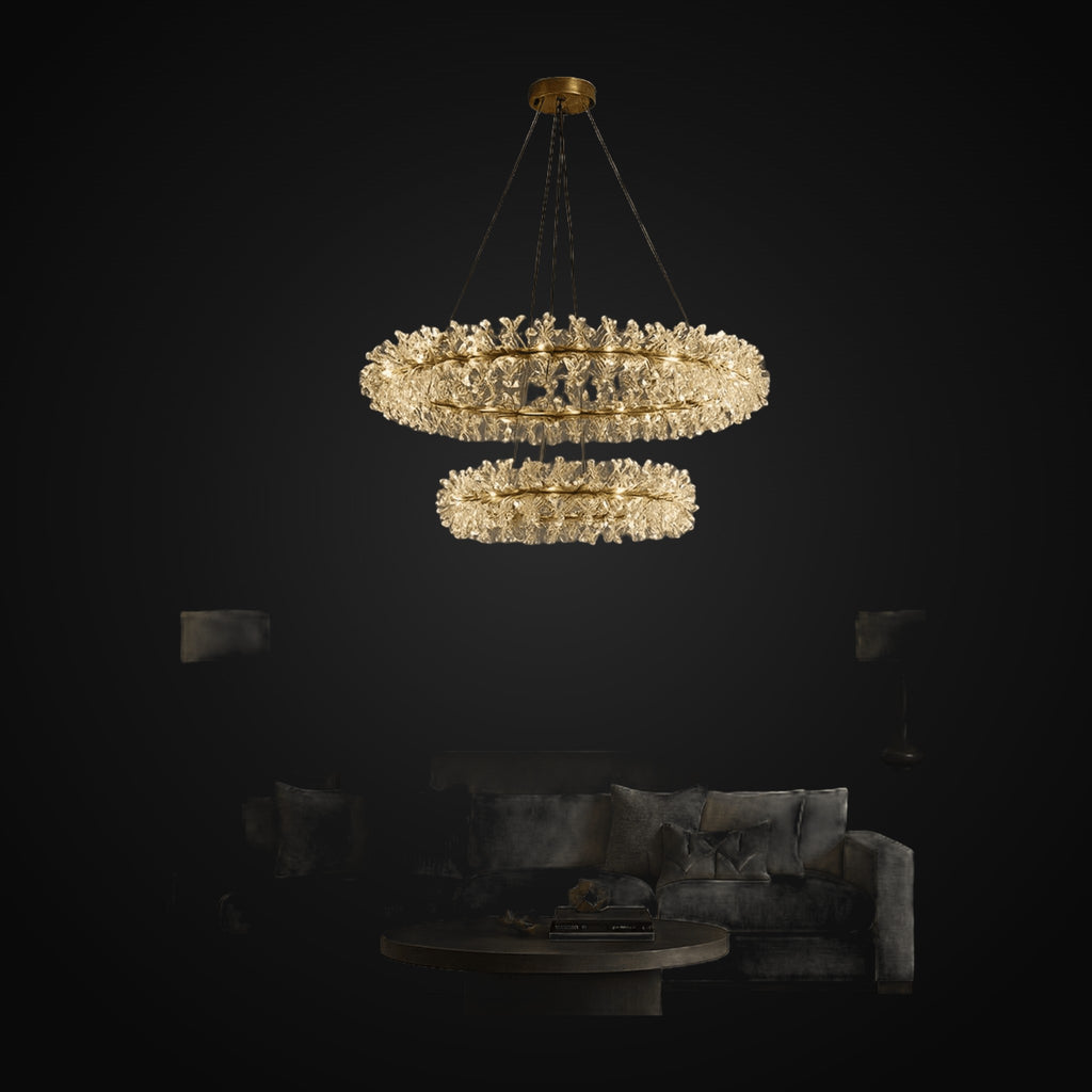 Lustre double anneau Exton 39 po en cristal