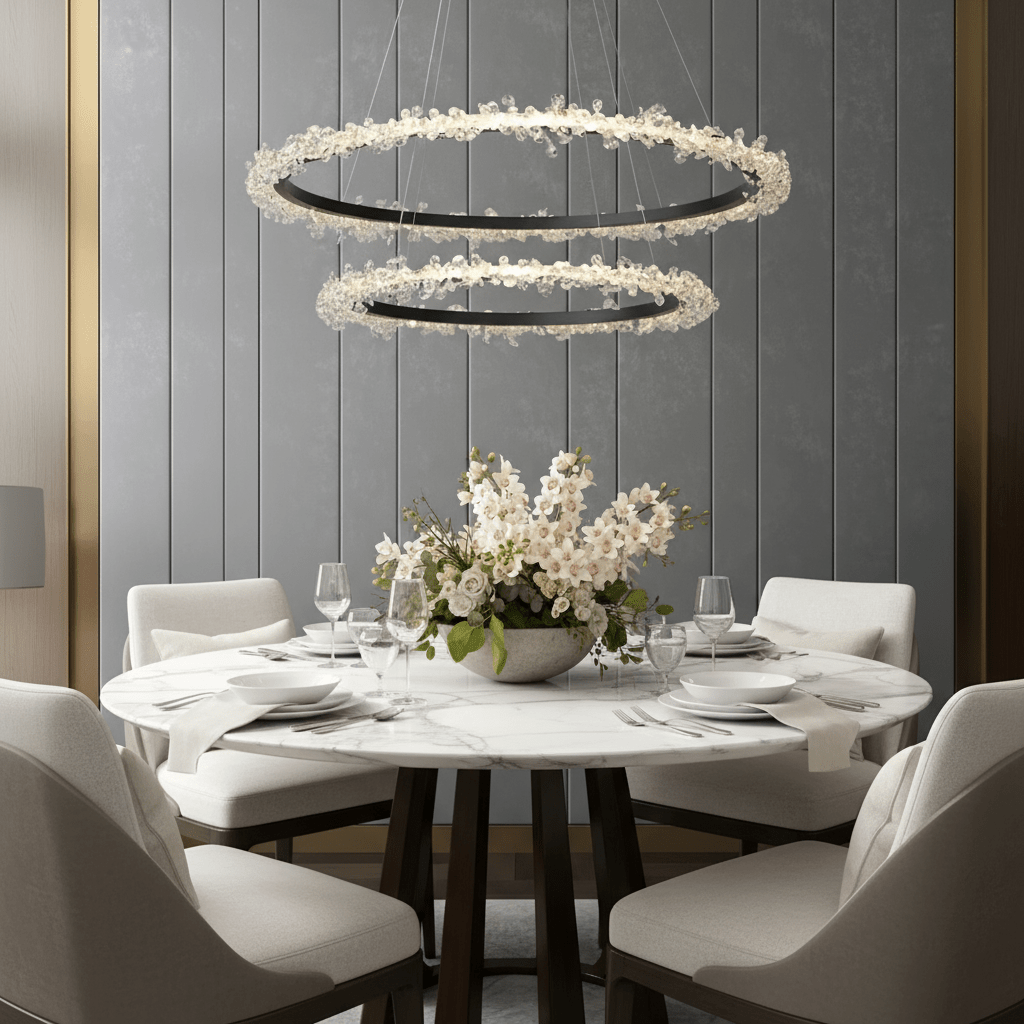 Lustre Capri à 2 étages en cristal noir mat