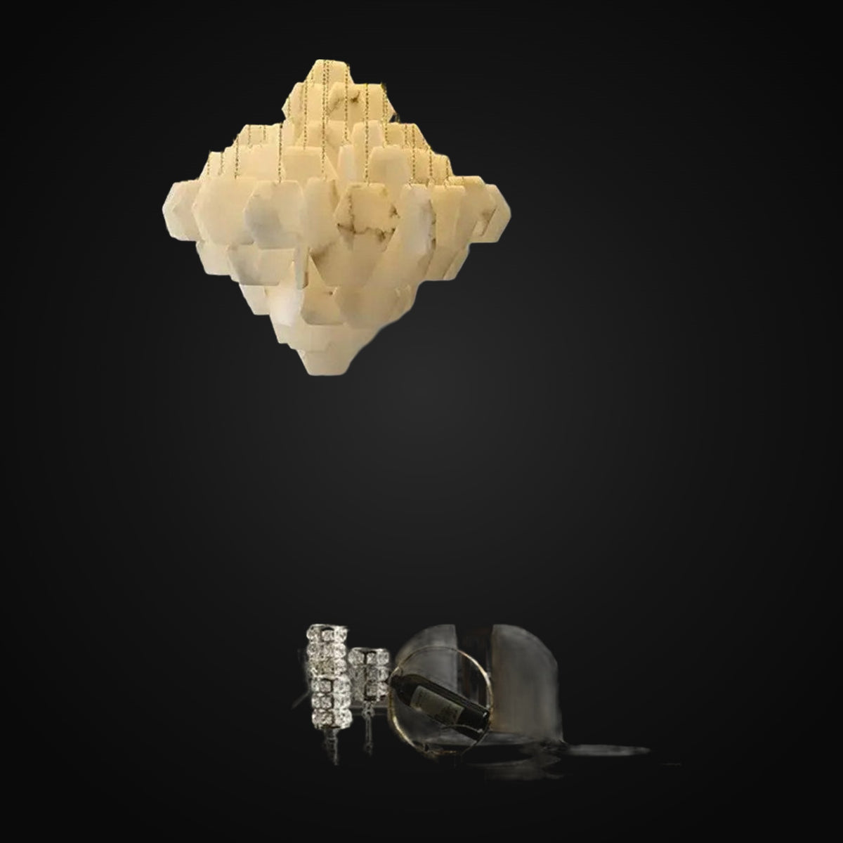 Lustre suspendu moderne Moonshade en marbre naturel