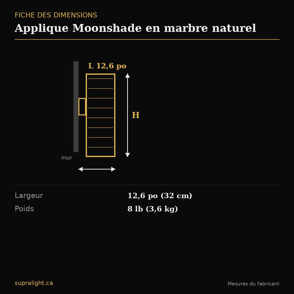 Applique Moonshade en marbre naturel – dimensions