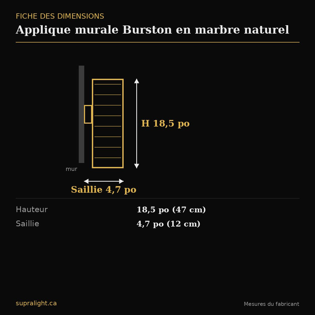 Applique murale Burston en marbre naturel – dimensions