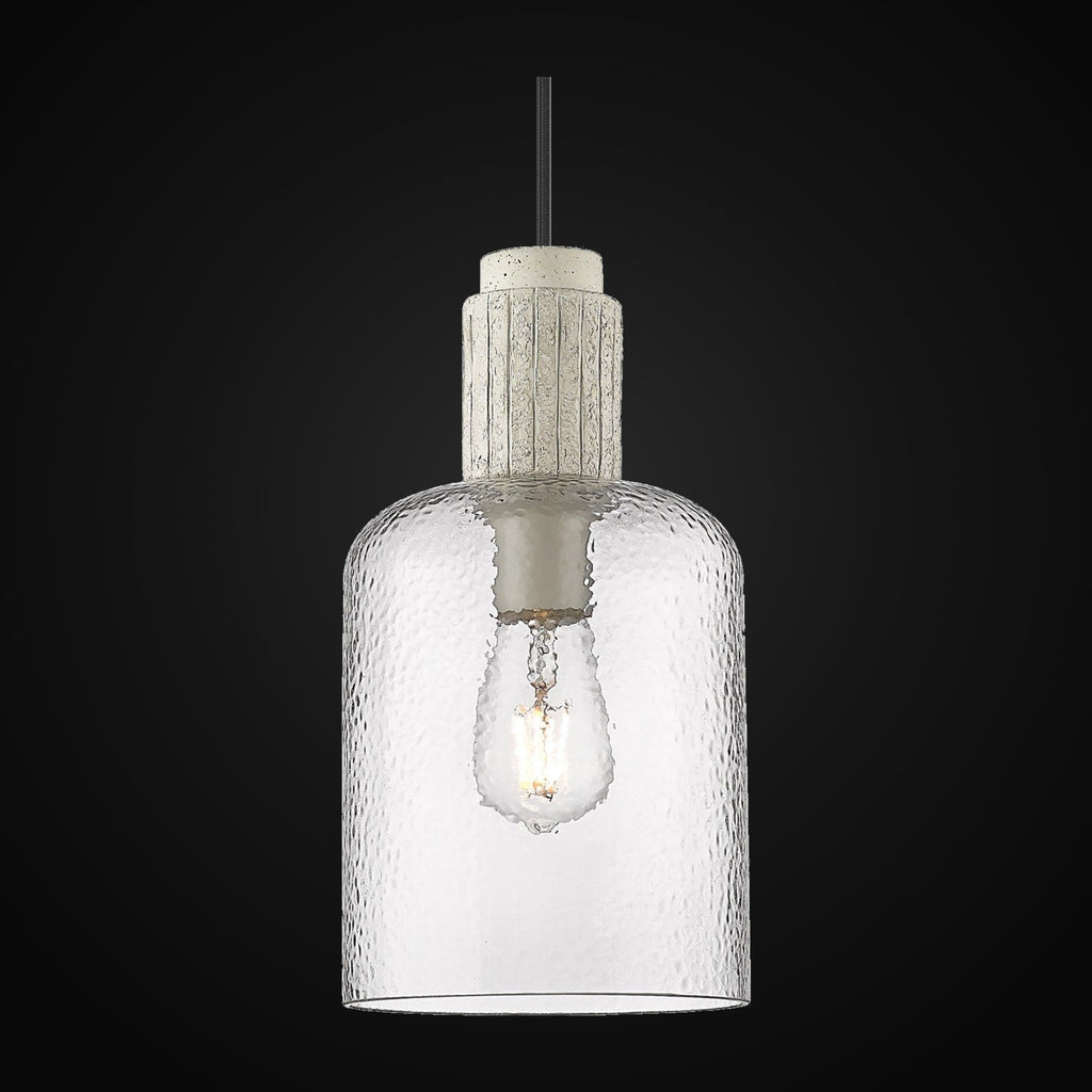 Petite suspension Pedra, noir mat, verre clair martelé
