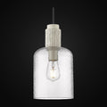 Petite suspension Pedra, noir mat, verre clair martelé