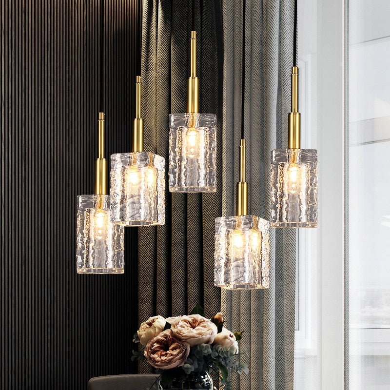 Suspension Barnes en cuivre et cristal