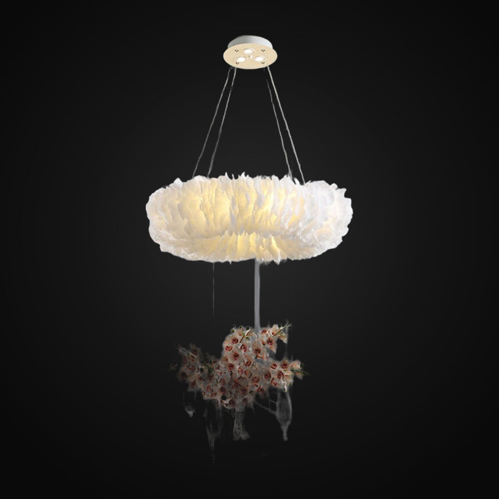 Lustre en plumes d'oie naturelles