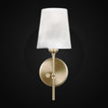 Applique 1 lumière Baker Sea Gull Lighting – laiton satiné, abat-jour blanc