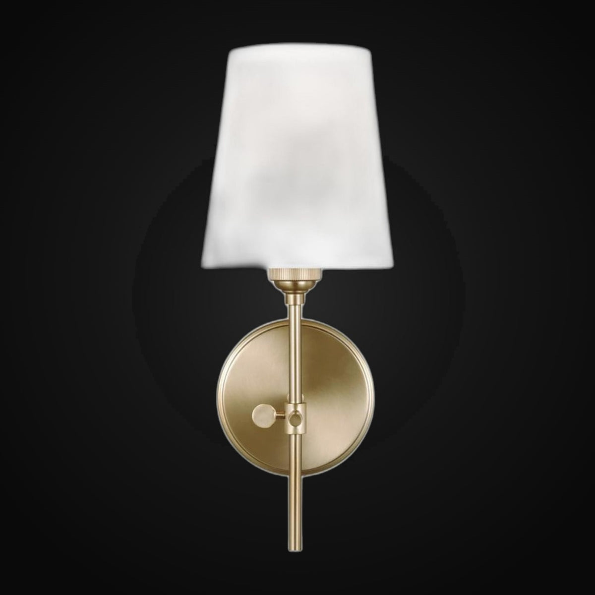 Applique 1 lumière Baker Sea Gull Lighting – laiton satiné, abat-jour blanc