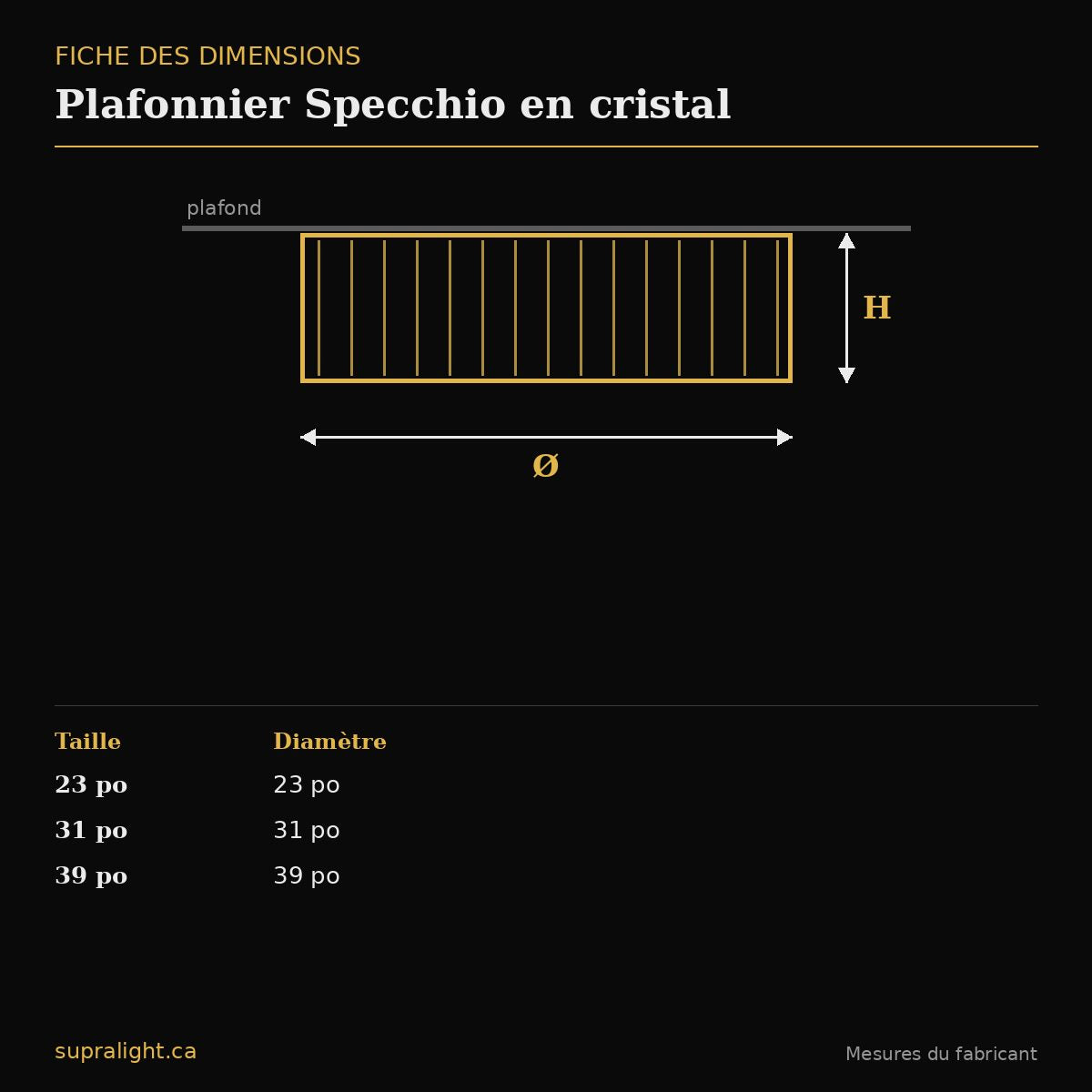 Plafonnier Specchio en cristal – dimensions