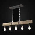 Suspension linéaire Garrett – bois et fer noir antique