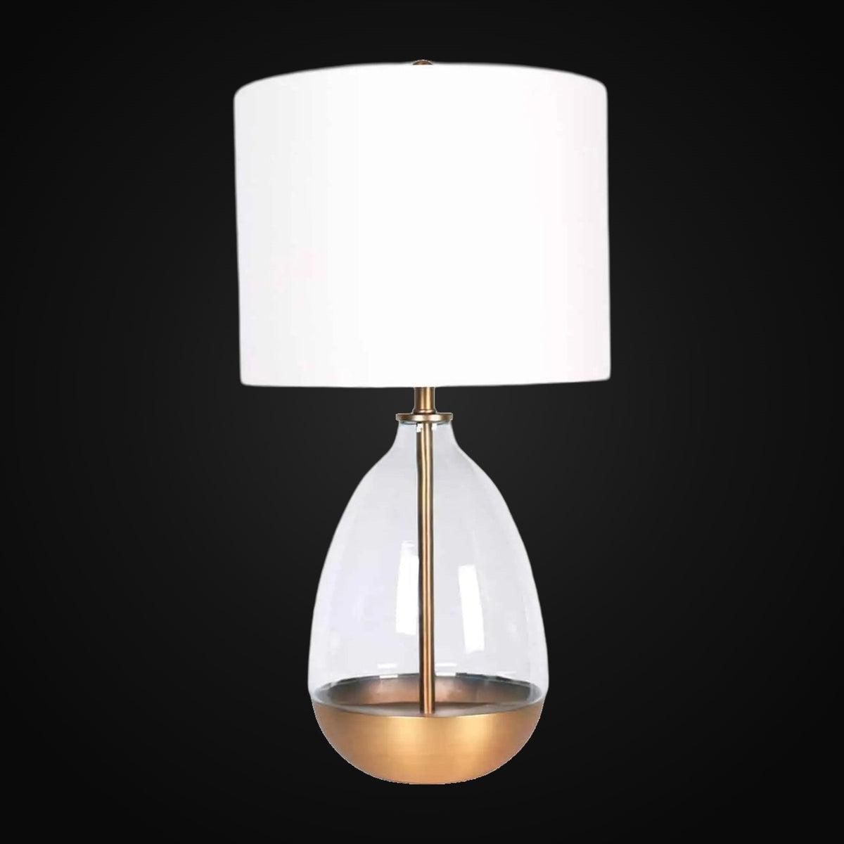 Lampe de table verre clair et abat-jour blanc cassé