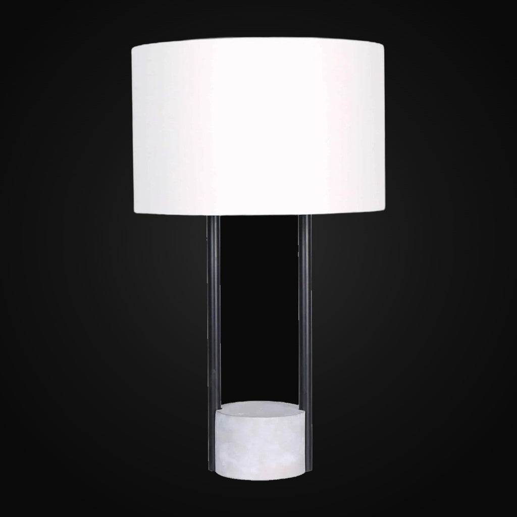 Lampe de table à base de béton et cadre noir