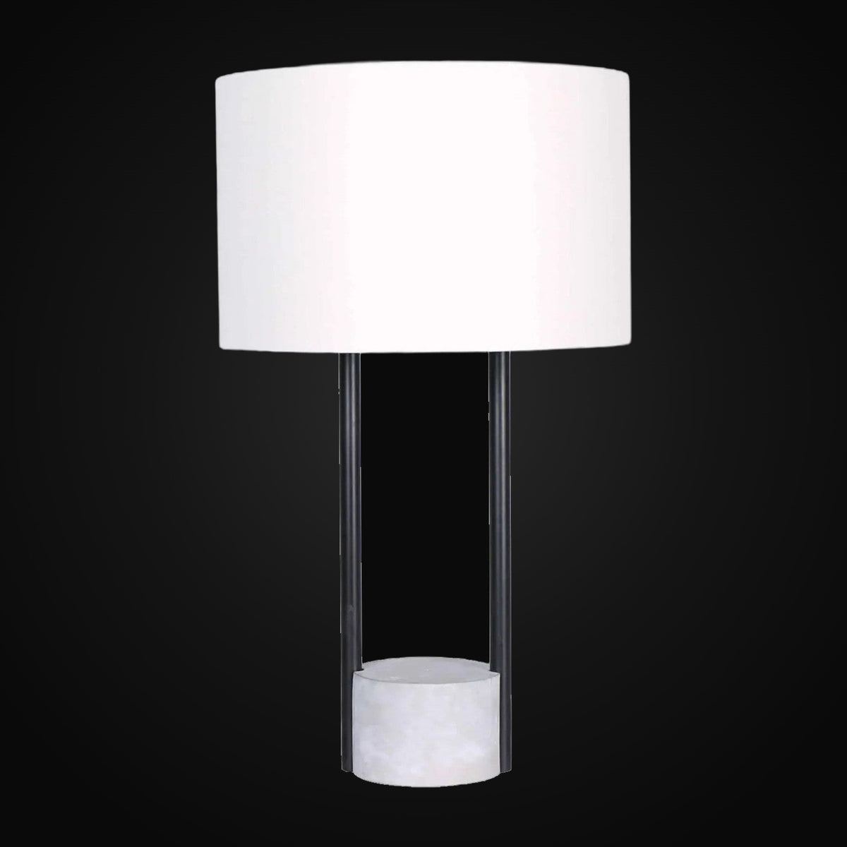 Lampe de table à base de béton et cadre noir
