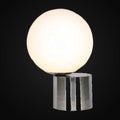 Lampe de table nickel satiné et verre opale