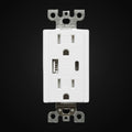 Chargeur USB et prise double BAA-015D (blanc ou noir)