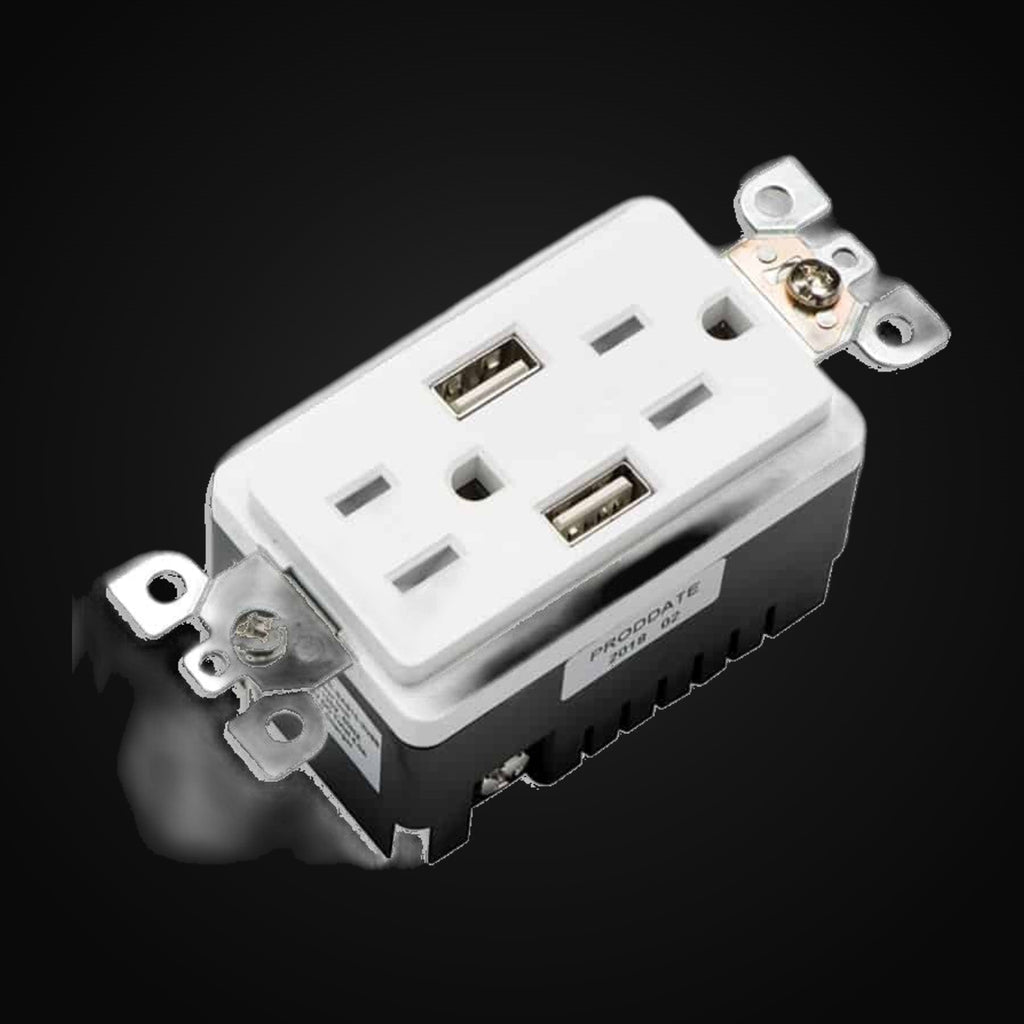 Chargeur USB et prise double BAA-023 (blanc ou noir)