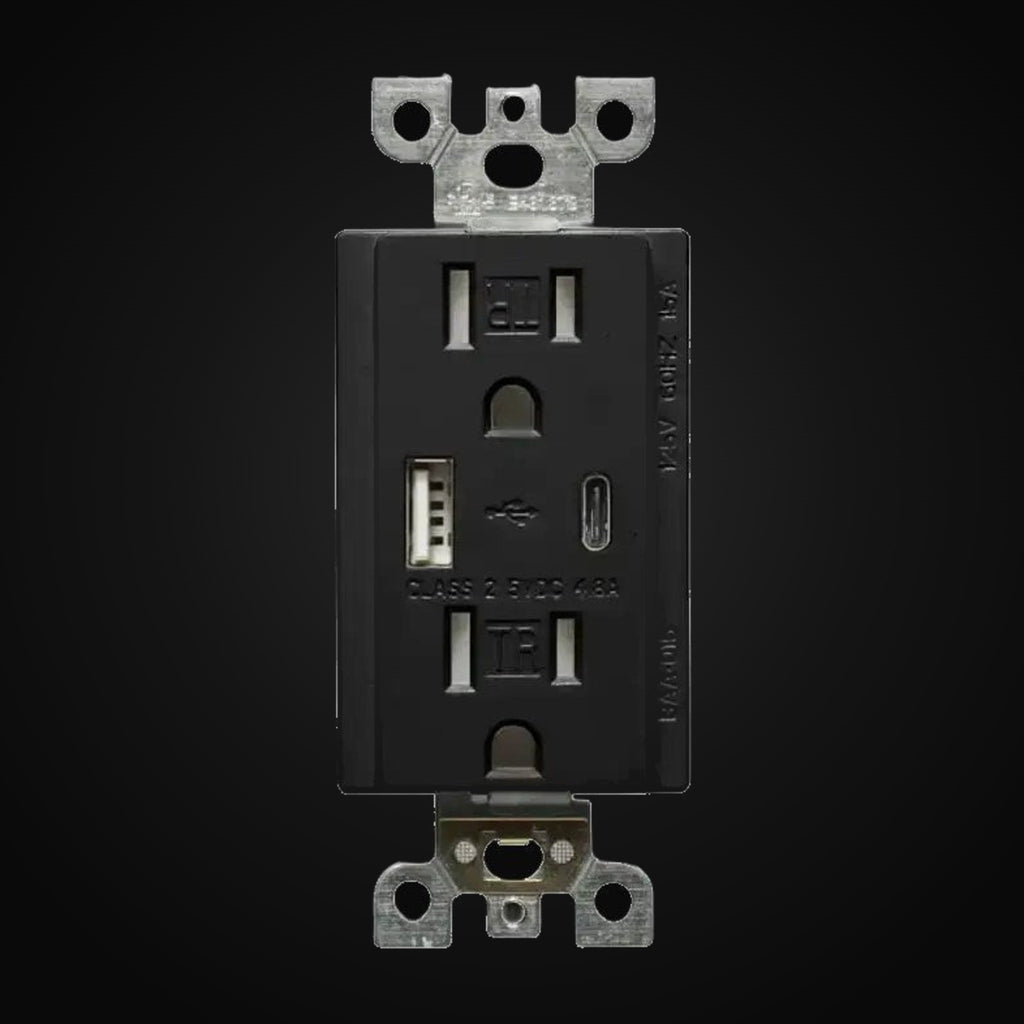 Chargeur USB et prise double inviolable, type A+A, 15 A