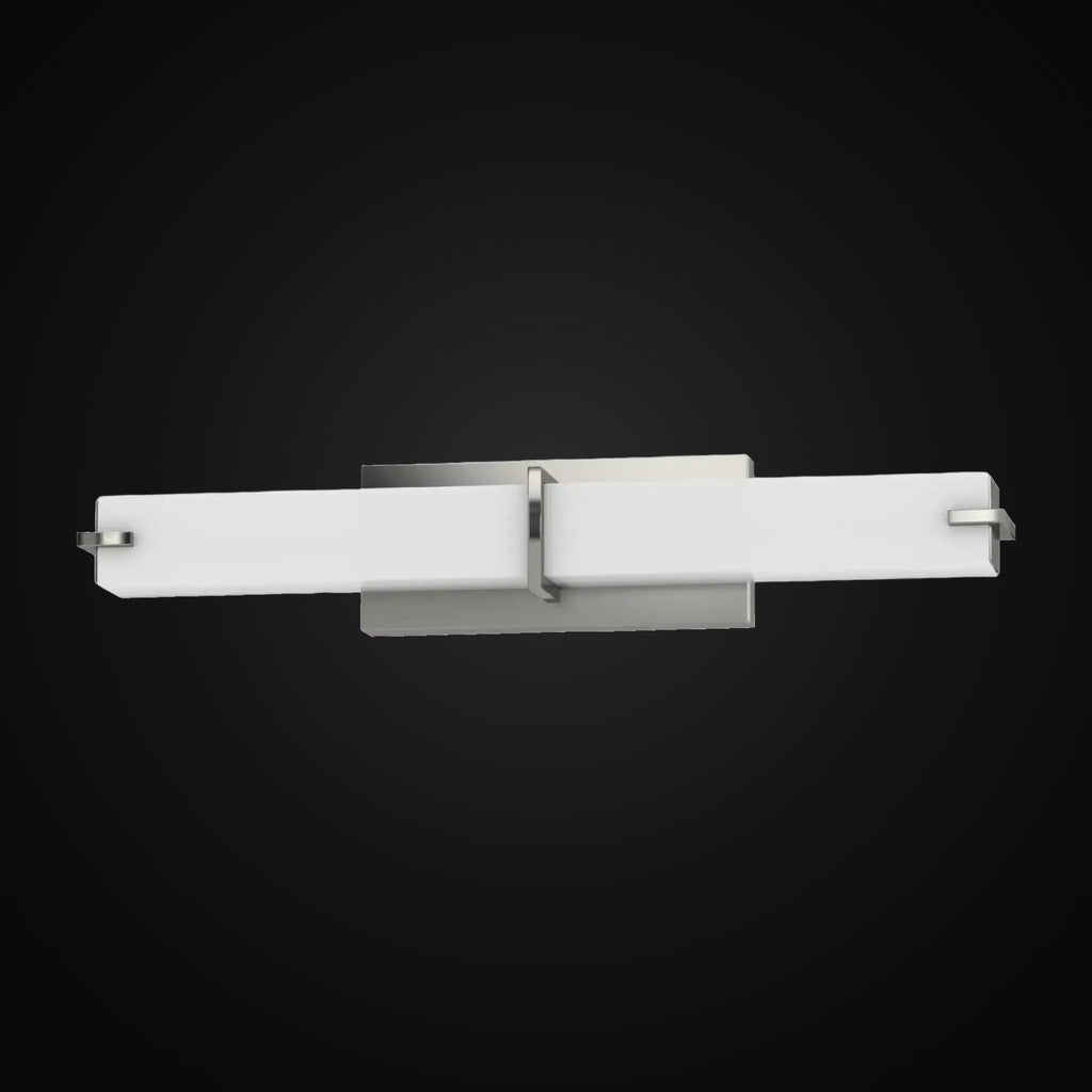 Barre de salle de bain V1992-33 DEL, nickel brossé et acrylique blanc, 25,75 po