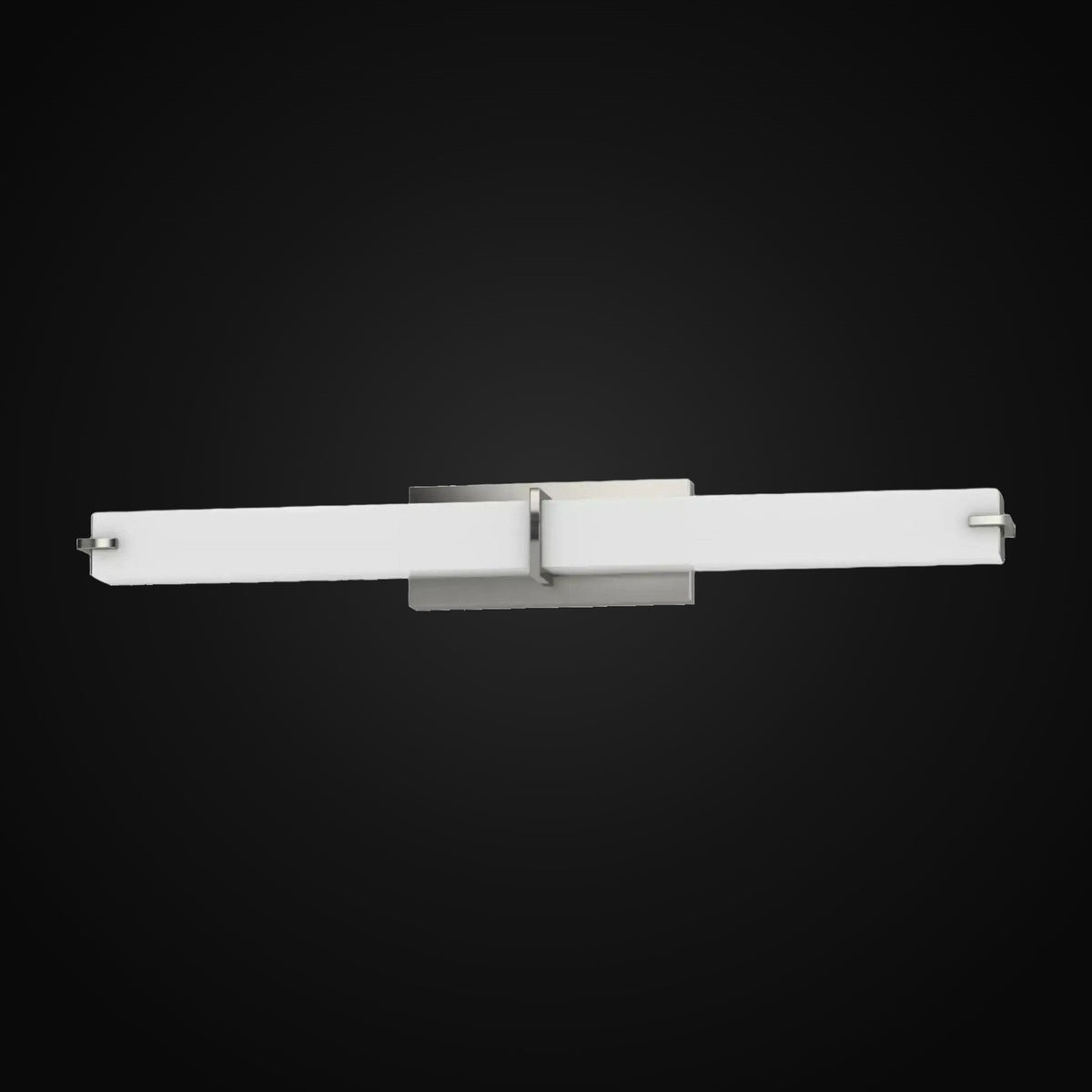 Barre de salle de bain V1993-33 DEL, nickel brossé et acrylique blanc, 37,75 po