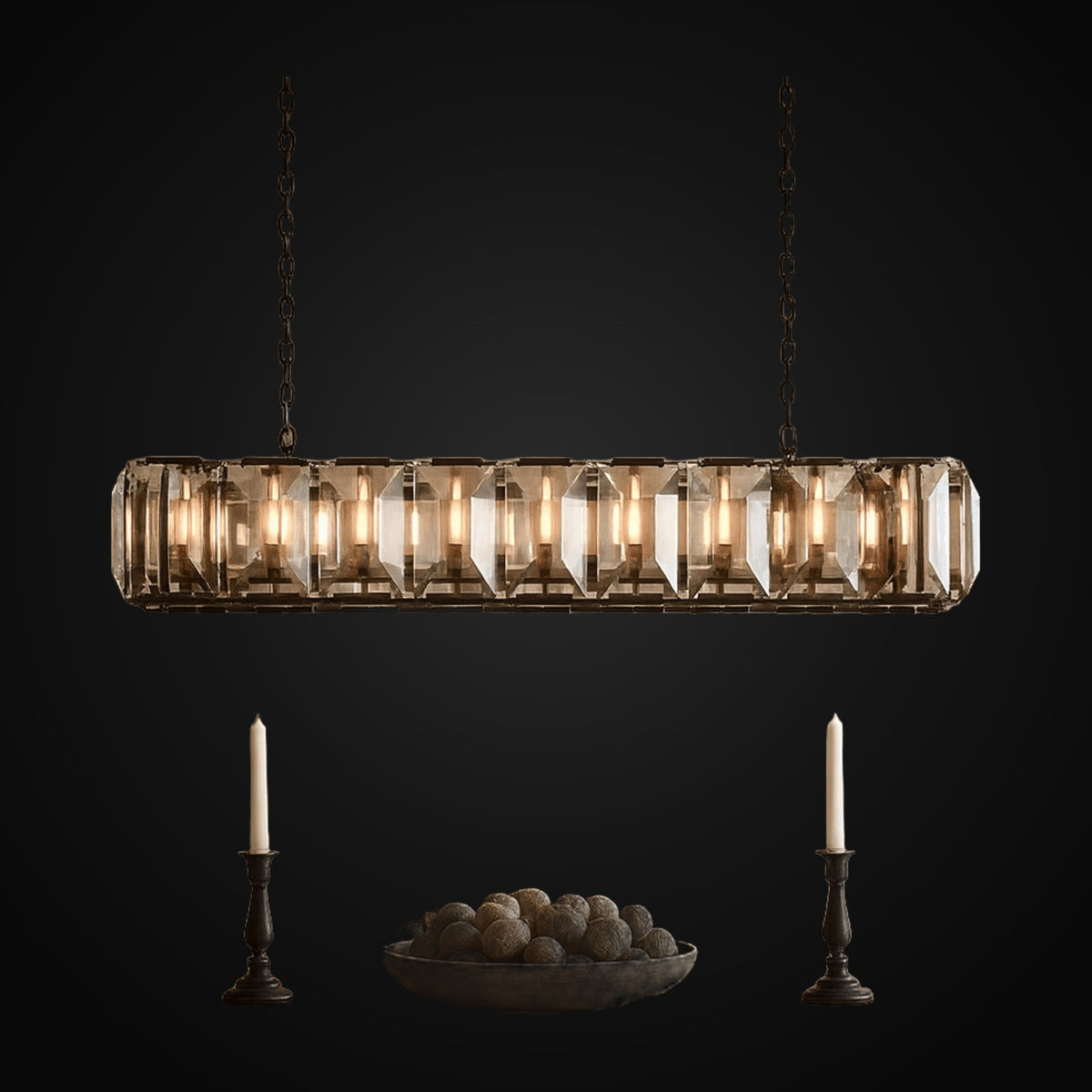 Lustre rectangulaire Brookhill en cristal