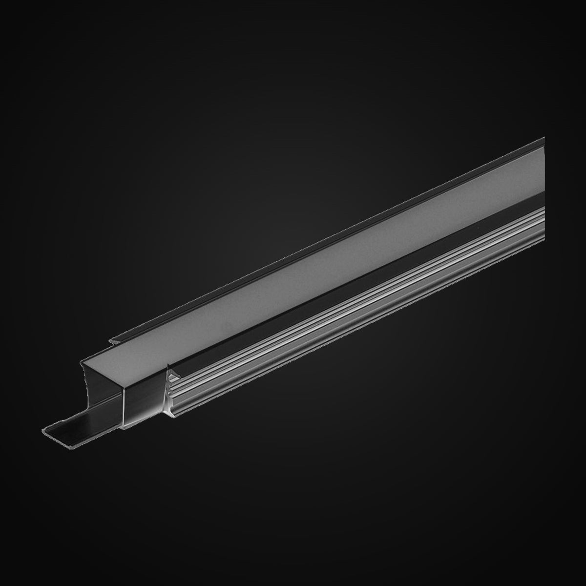 Profilé d'aluminium étanche 1217A avec 6 embouts, boîtier PC IP65 noir, 8 pi