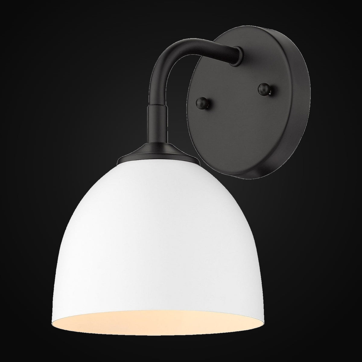 Applique Zoey 1 lumière, noir mat, abat-jour blanc mat