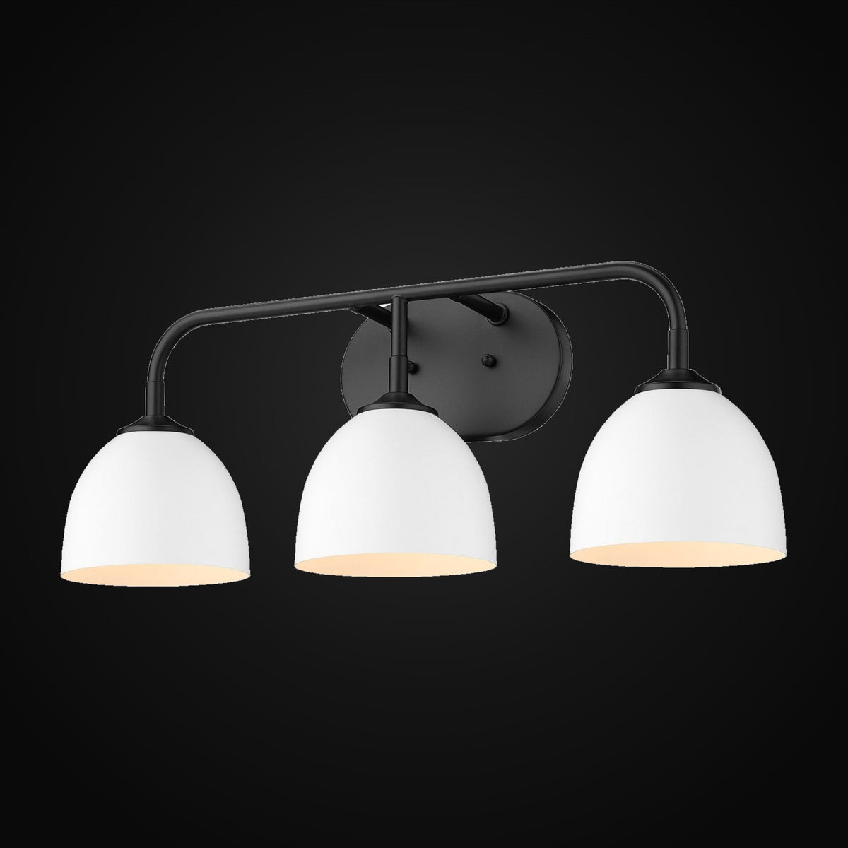 Applique de salle de bain Zoey 3 lumières, noir mat, abat-jour blanc mat