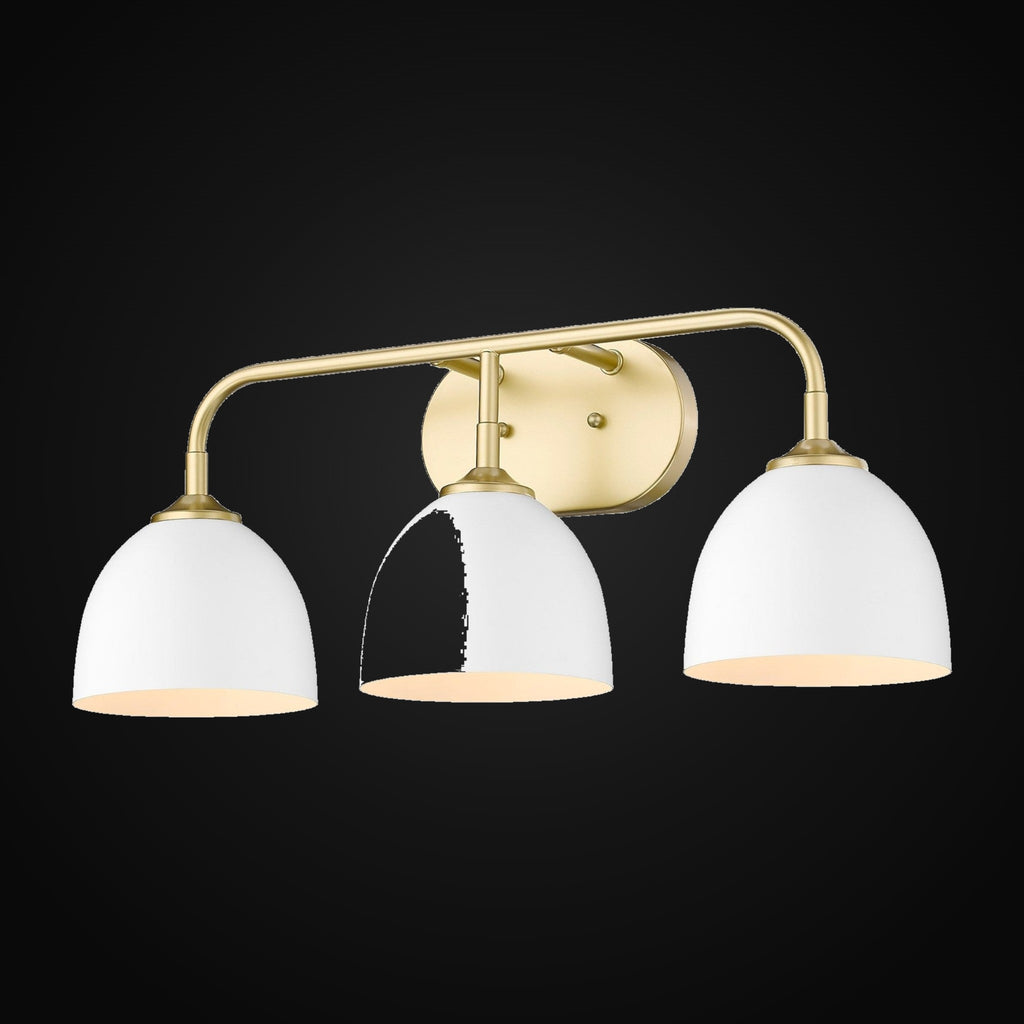 Applique de salle de bain Zoey 3 lumières, or olympique, abat-jour blanc mat