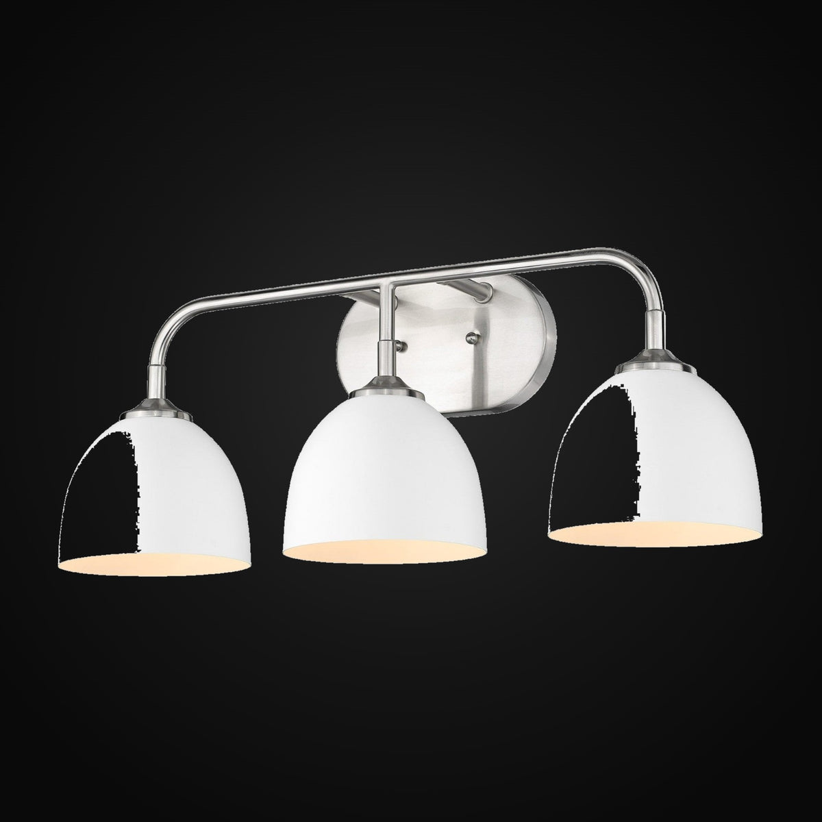 Applique de salle de bain Zoey 3 lumières, étain, abat-jour blanc mat