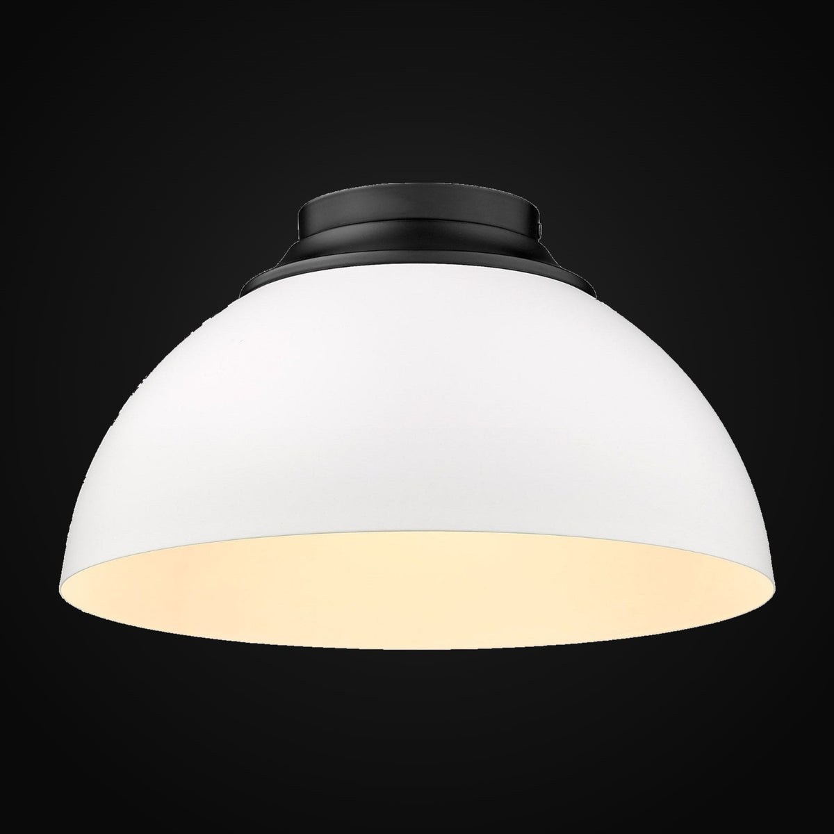 Plafonnier Zoey, noir mat, abat-jour blanc mat